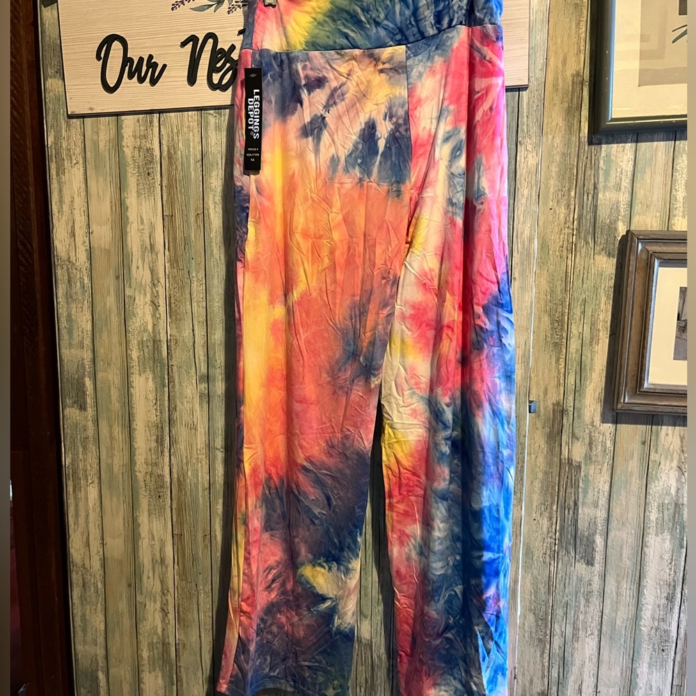 Leggings Depot Multicolor Tie-Dye Wide Leg Pants - Picture 4 of 4